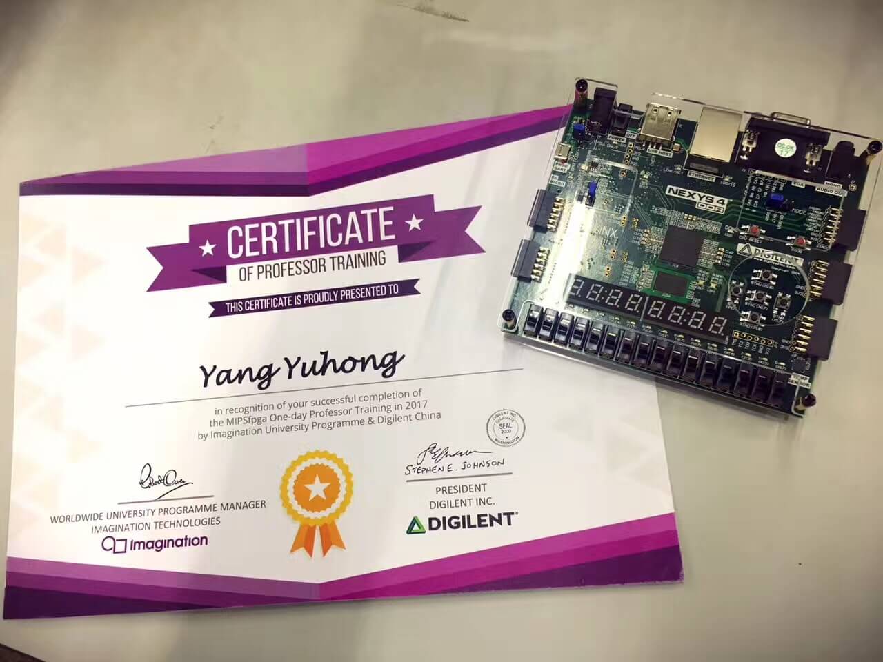 Workshop Certificate, in China, October 2017